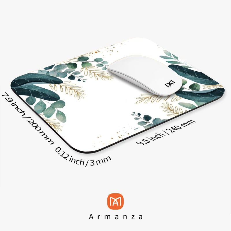 Armanza Square Mouse Pad Green Leaves, Personalized Premium-Textured Custom Mouse Mat Design, Washable Mousepad Lycra Cloth, Non-Slip Rubber Base Computer Mouse Pads for Wireless Mouse - Image 2